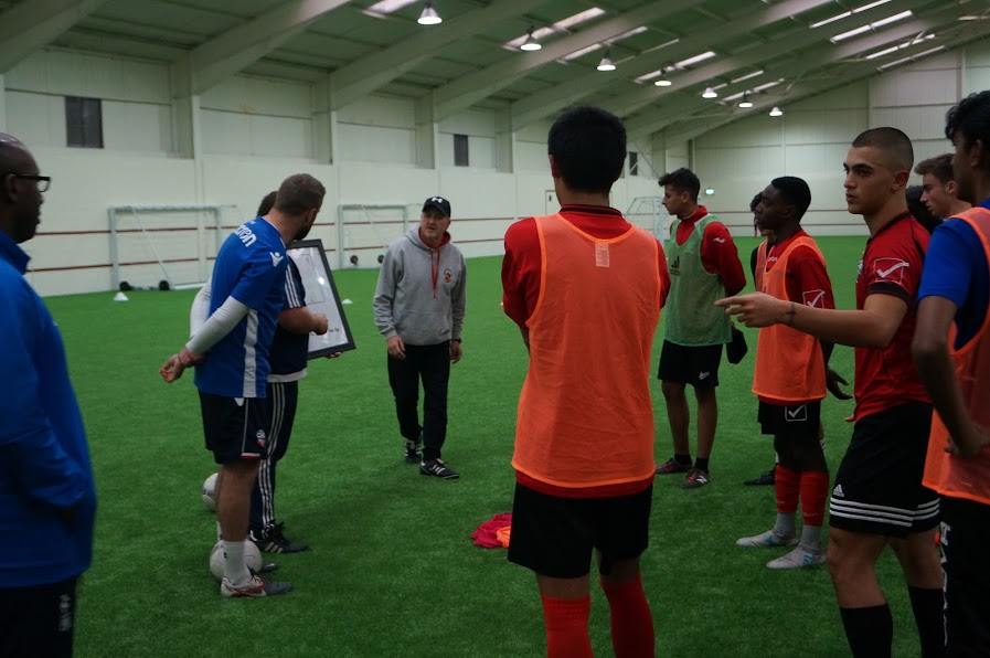 A football training session at EduKick football academy in manchester, England